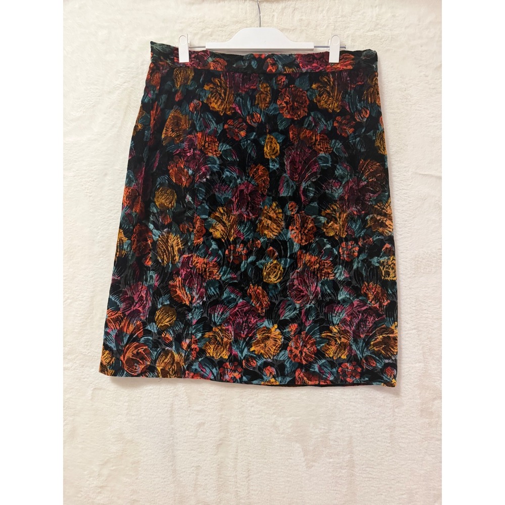 Nu-Bar Fashions Vintage Floral Velvet Pencil Skirt Womens 22W Made in USA Black